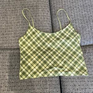 Green plaid cropped tank top